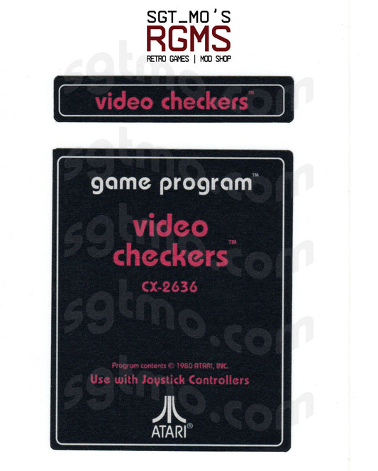 Atari 2600 Replacement Text Style Label - Video Checkers
