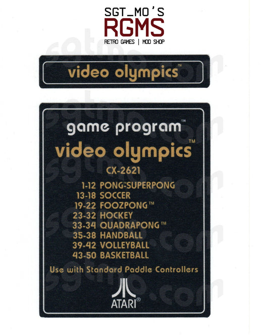 Atari 2600 Replacement Text Style Label - Video Olympics