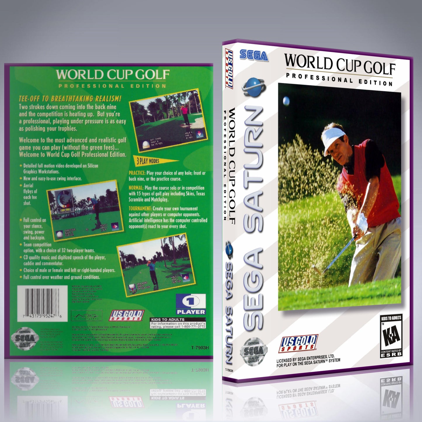 Sega Saturn Custom Case - NO GAME - World Cup Golf Professional Edition