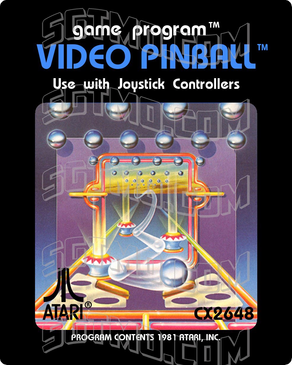 Atari 2600 Label - Video Pinball [Uppercase Font]